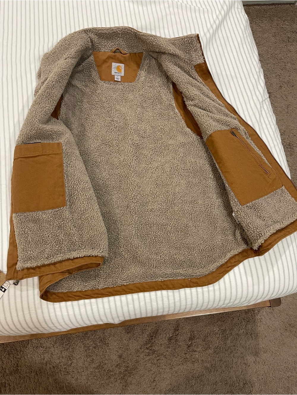 Carhartt Brown Sherpa-Lined Duck Canvas Vest - Picture 3 of 4